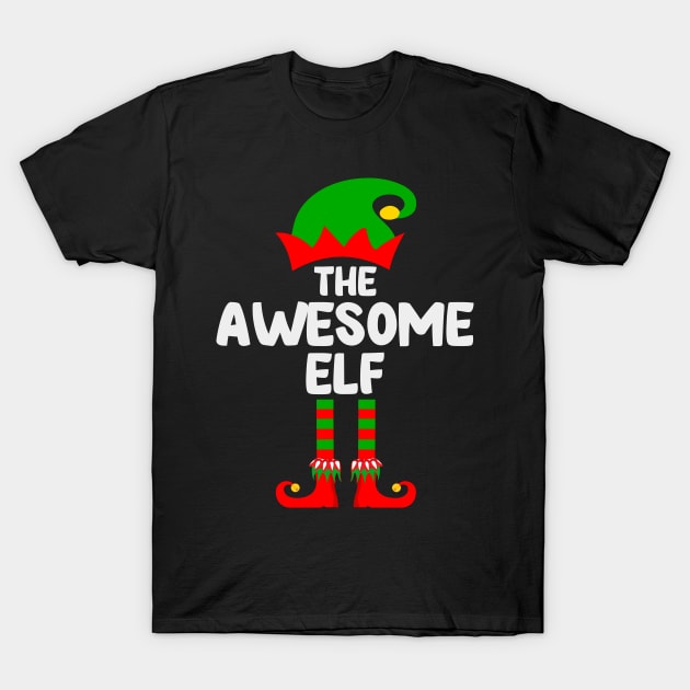 Awesome Elf Matching Family Group Christmas Party Pajama T-Shirt by DragonTees